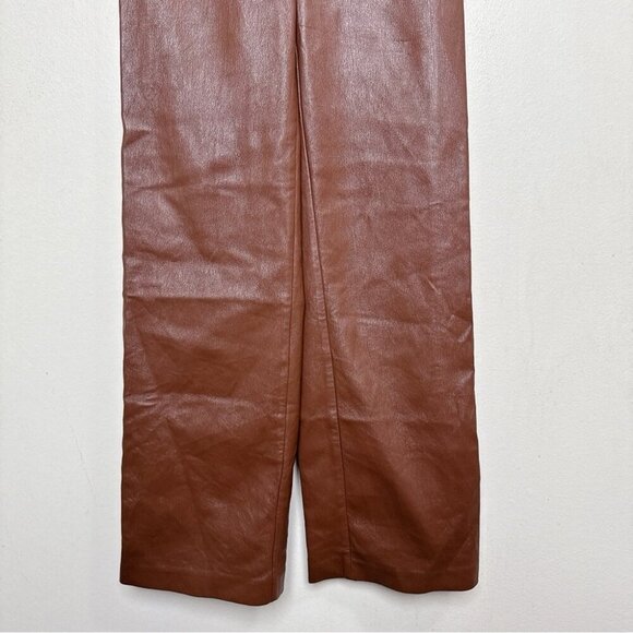 Aritzia Womens Babaton 00 Agency Vegan Leather Pant In Cognac Color - Picture 7 of 15
